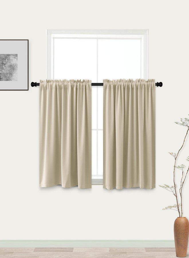 KOUFALL Rod Pocket Blackout Tier Short Curtains-Biscotti Beige-34x30 - Image 3